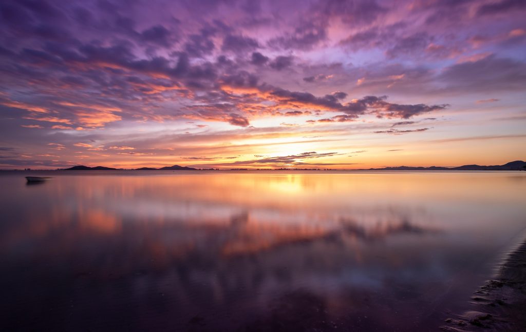 warm, purple*blue sunset, soft clouds